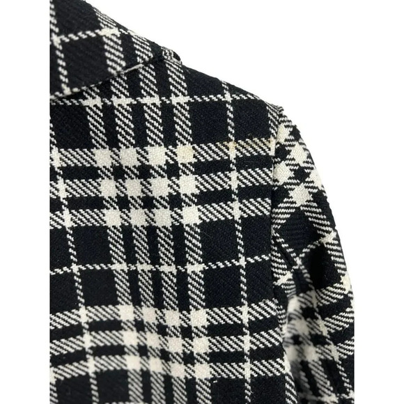 Anne Taylor Plaid Peacoat Size 6 Black & White Recycled Wool Blend Women’s - Picture 7 of 11